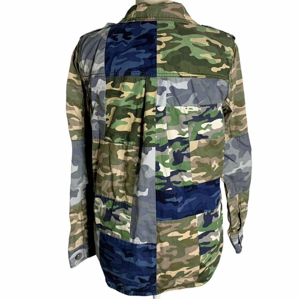 Gap Patchwork Camouflage Utility Jacket Blue Green - image 5
